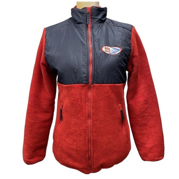 Delta Sonic Jacket Size Small Red Black Lined Logo Full Zip Insulated Fleece - Picture 11 of 11